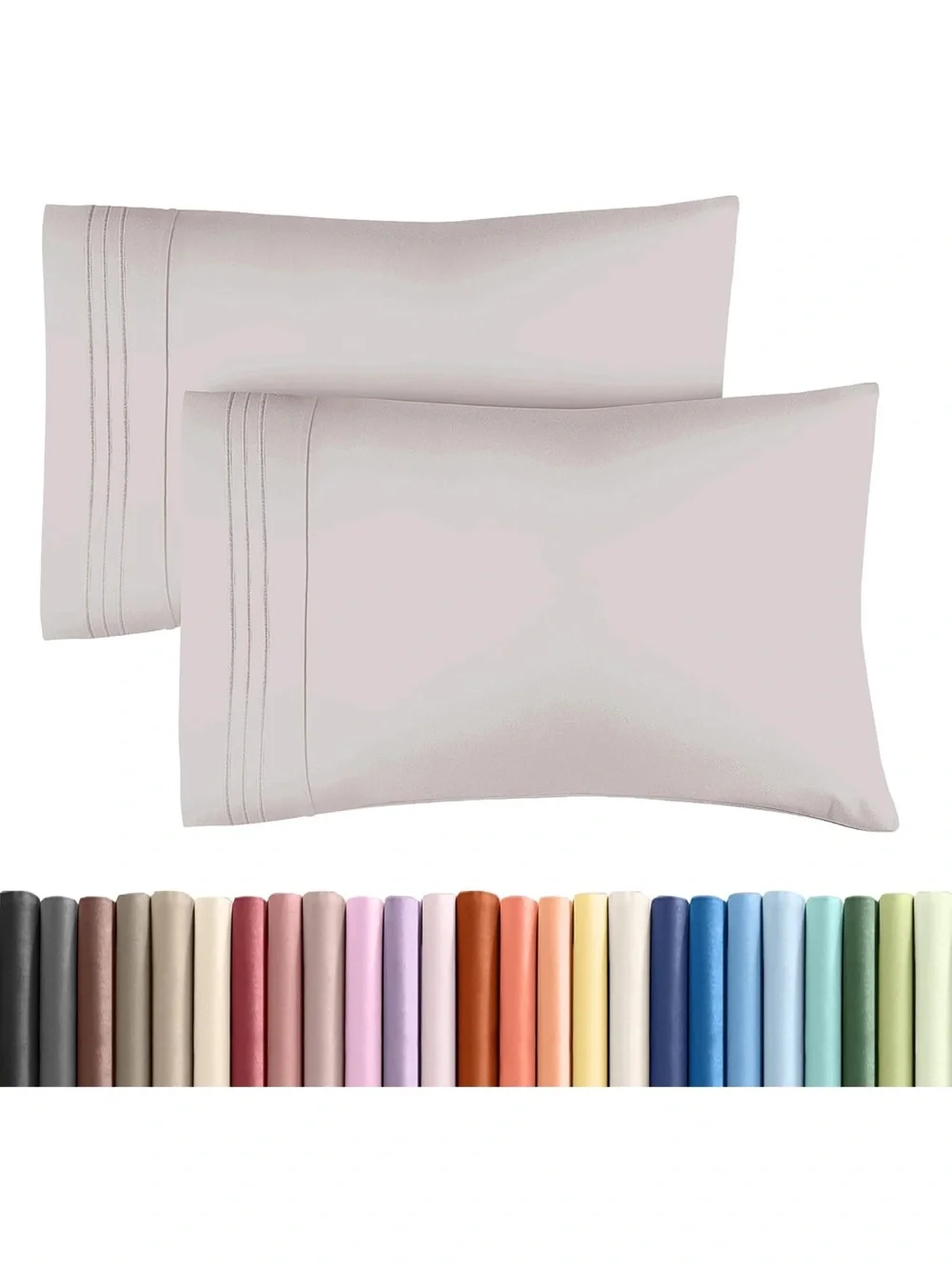 Set of 2 Cotton Pillowcases in Light Gray — Soft Hotel-Style Finish